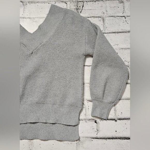 Light Blue Knit Deep V-Neck Sweater By Pink Rose - Picture 6 of 10